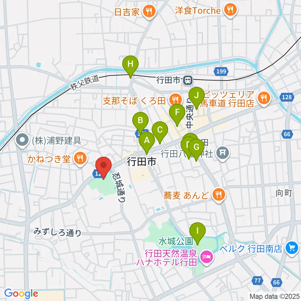 行田市郷土博物館周辺のカフェ一覧地図