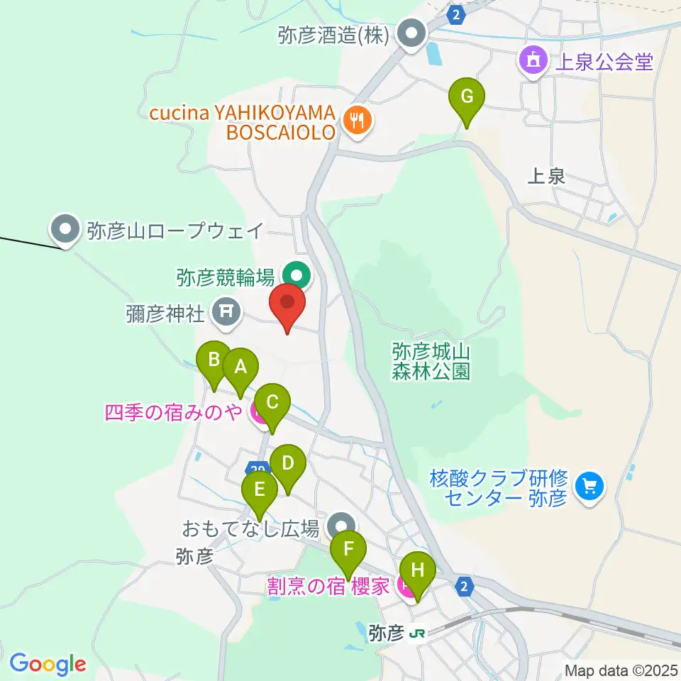 彌彦神社宝物殿周辺のカフェ一覧地図