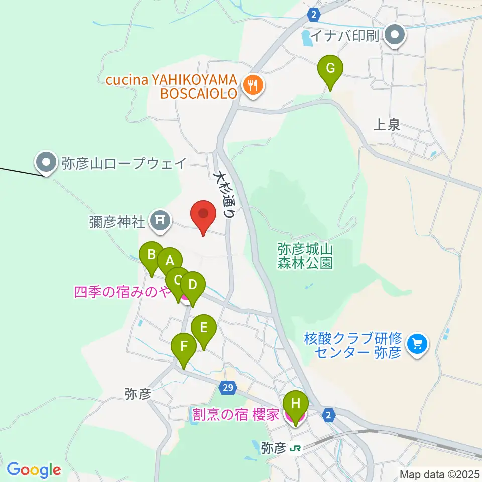 彌彦神社宝物殿周辺のカフェ一覧地図
