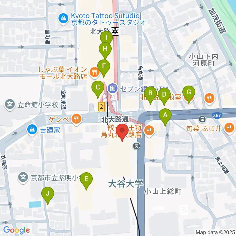大谷大学博物館周辺のカフェ一覧地図