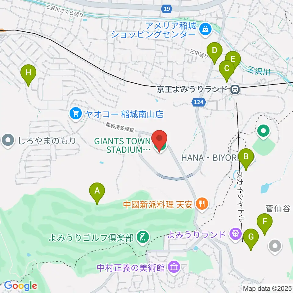 ジャイアンツタウンスタジアム周辺のカフェ一覧地図