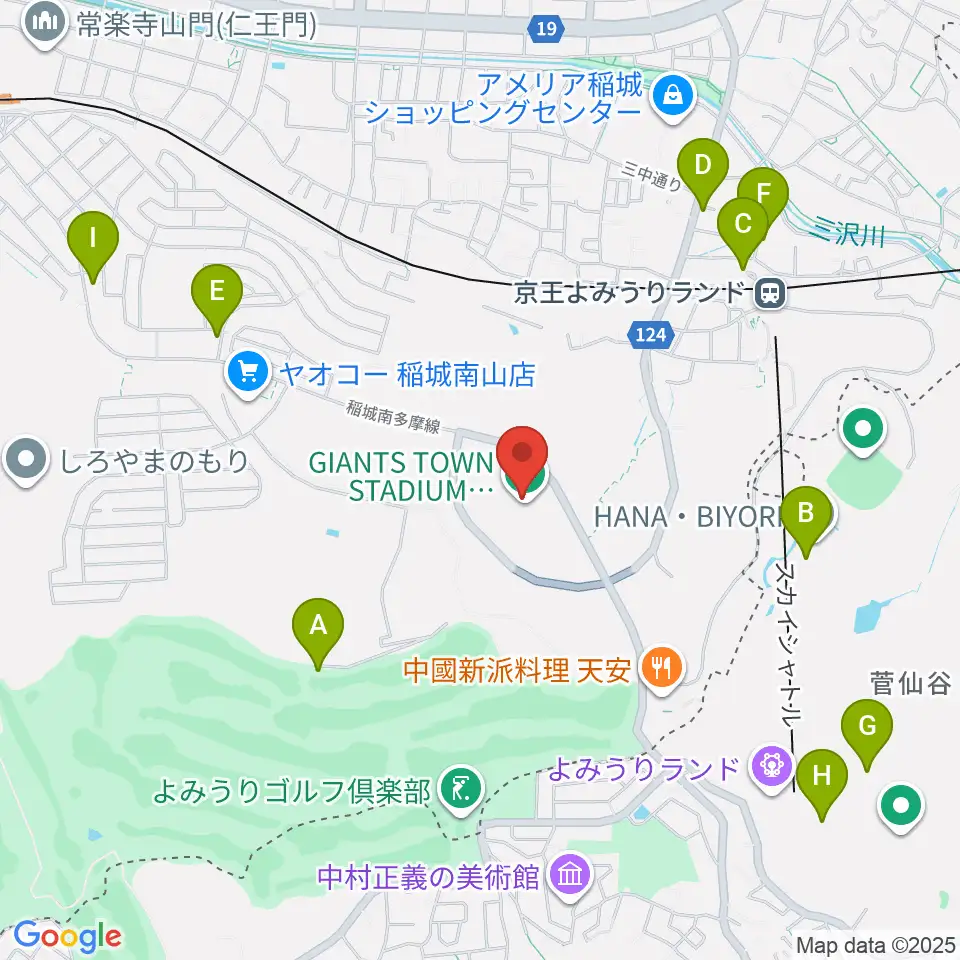 ジャイアンツタウンスタジアム周辺のカフェ一覧地図