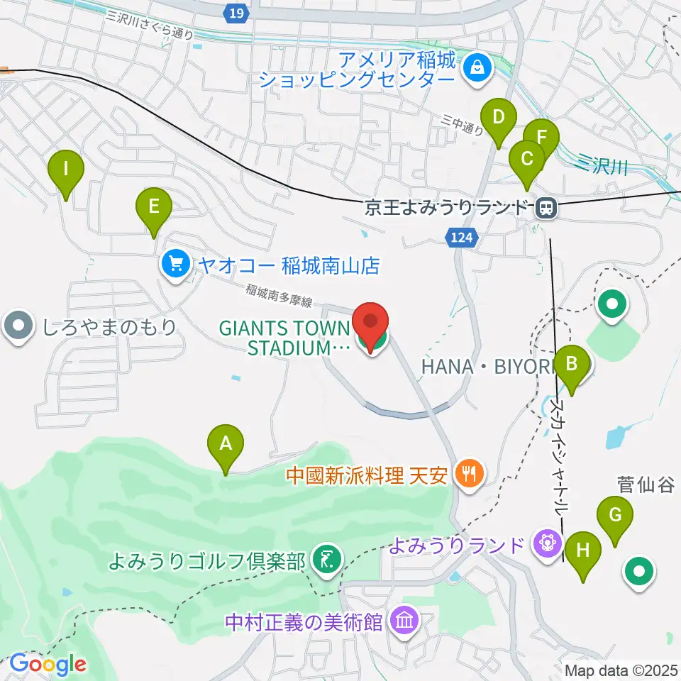 ジャイアンツタウンスタジアム周辺のカフェ一覧地図