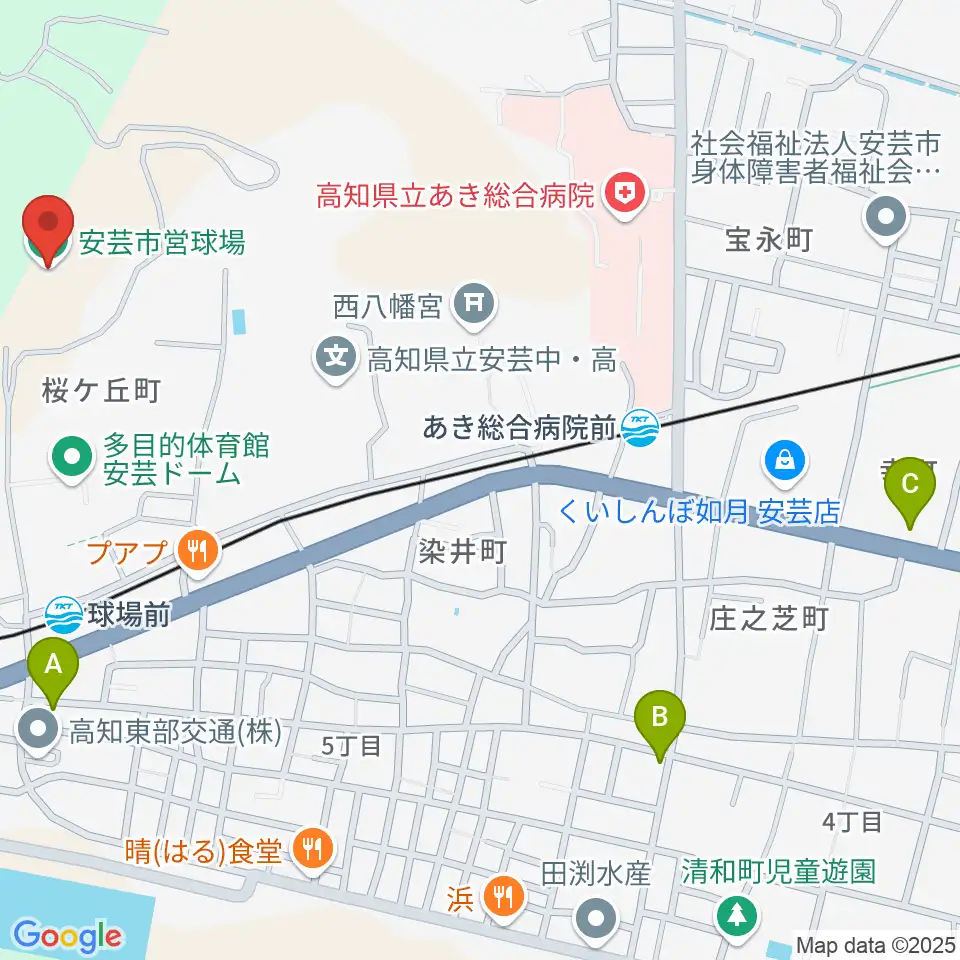 安芸市営球場（安芸タイガース球場）周辺のカフェ一覧地図