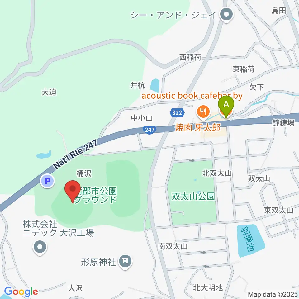 蒲郡市公園グラウンド野球場周辺のカフェ一覧地図