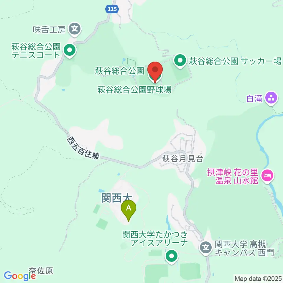 萩谷総合公園野球場周辺のカフェ一覧地図