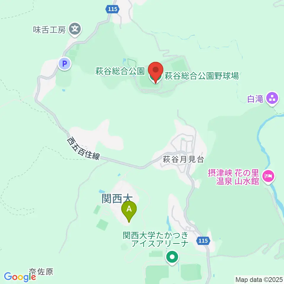 萩谷総合公園野球場周辺のカフェ一覧地図