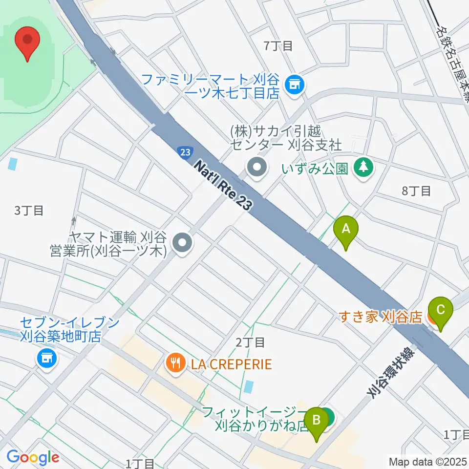 ウェーブスタジアム刈谷周辺のカフェ一覧地図