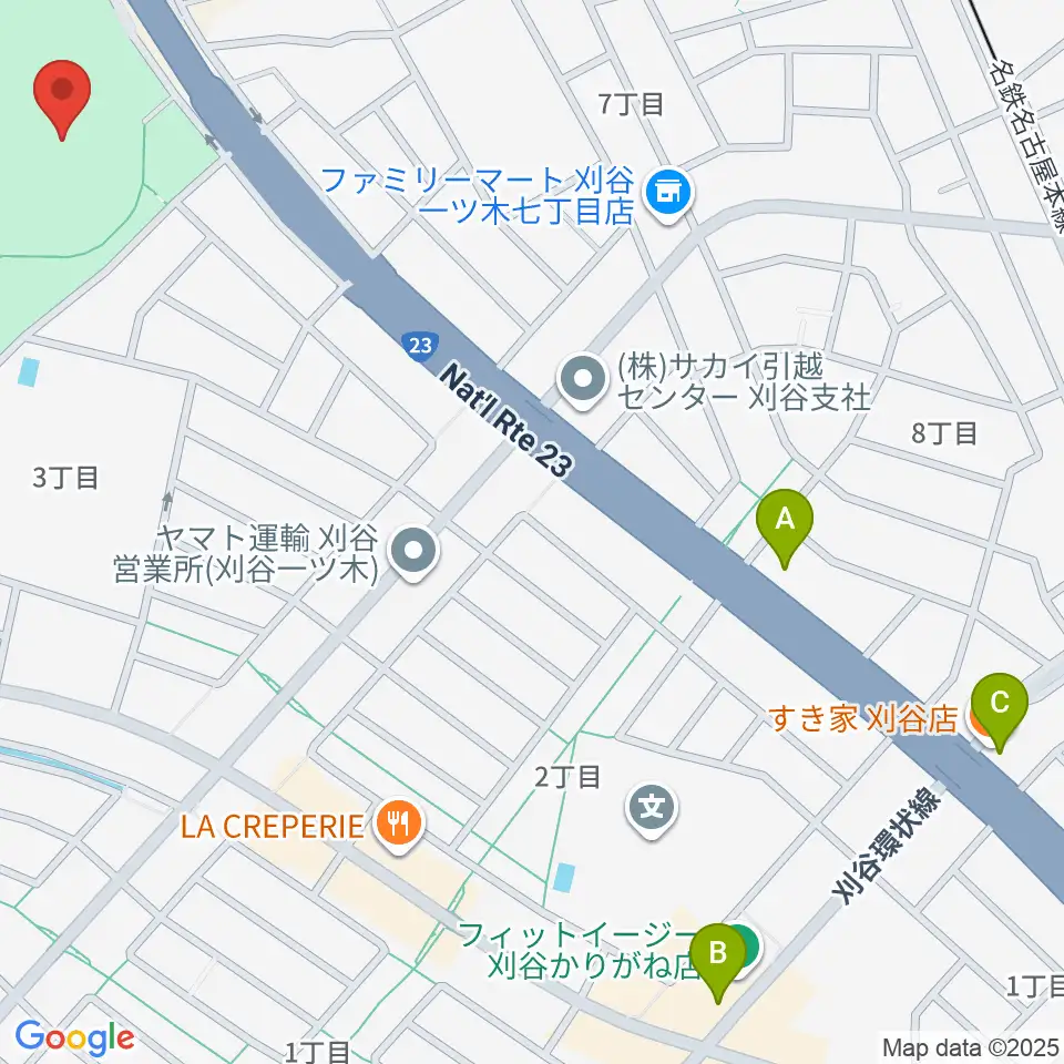 ウェーブスタジアム刈谷周辺のカフェ一覧地図