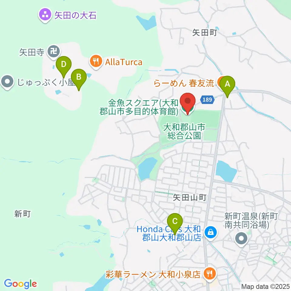 大和郡山市多目的体育館 金魚スクエア周辺のカフェ一覧地図