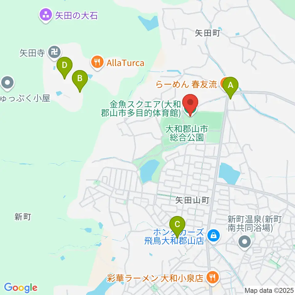 大和郡山市多目的体育館 金魚スクエア周辺のカフェ一覧地図