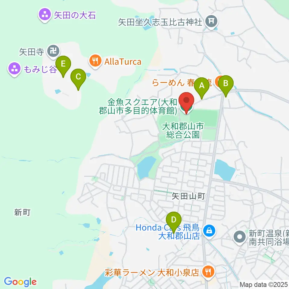 大和郡山市多目的体育館 金魚スクエア周辺のカフェ一覧地図