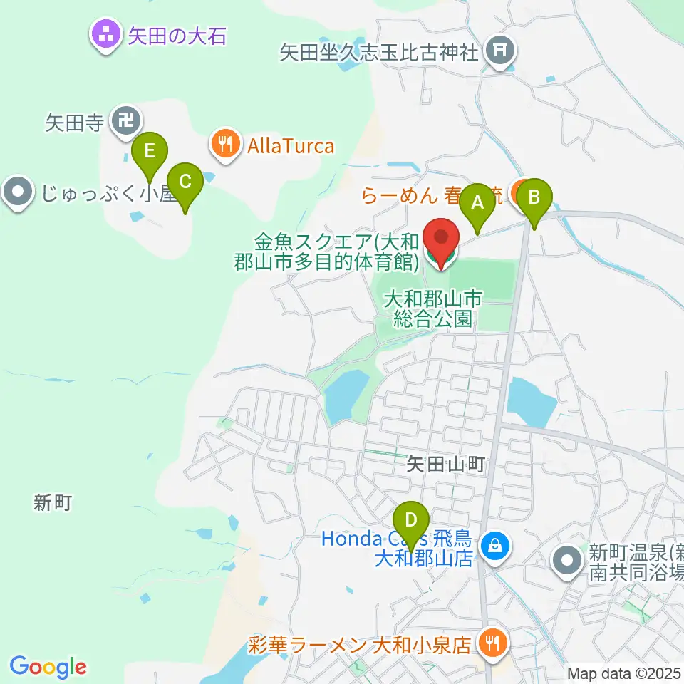 大和郡山市多目的体育館 金魚スクエア周辺のカフェ一覧地図