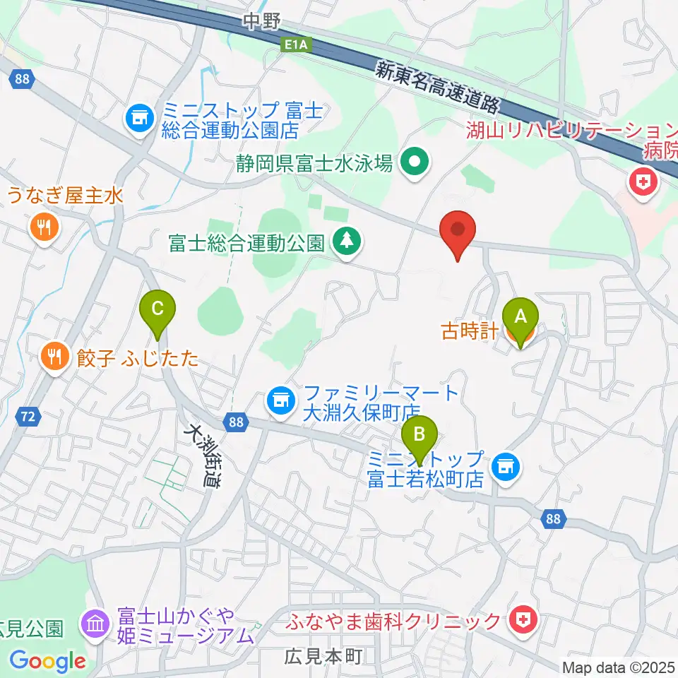 北里アリーナ富士周辺のカフェ一覧地図
