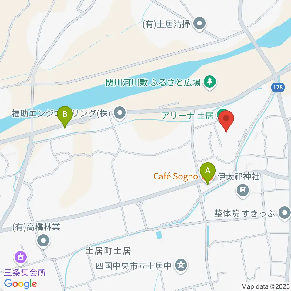 アリーナ土居周辺のカフェ一覧地図