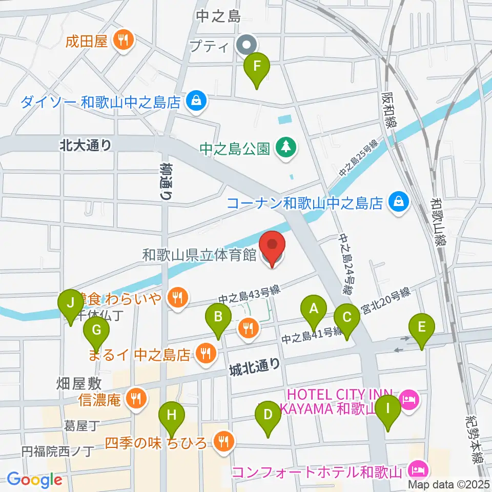 和歌山県立体育館周辺のカフェ一覧地図