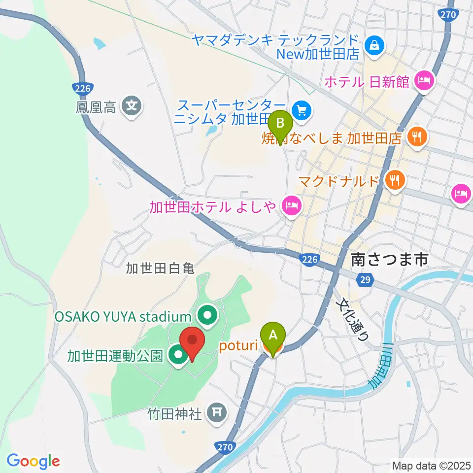 南さつま市加世田運動公園体育館周辺のカフェ一覧地図