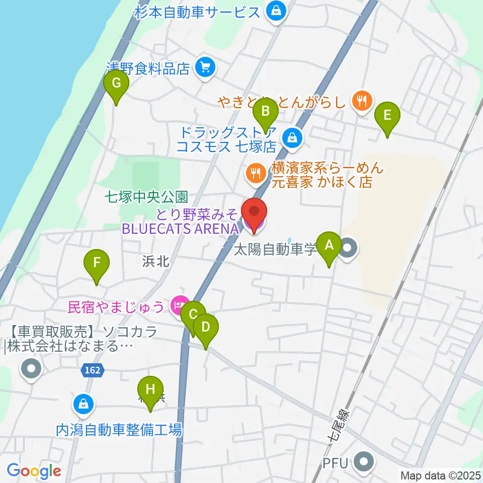 とり野菜みそ BLUECATS ARENA周辺のカフェ一覧地図