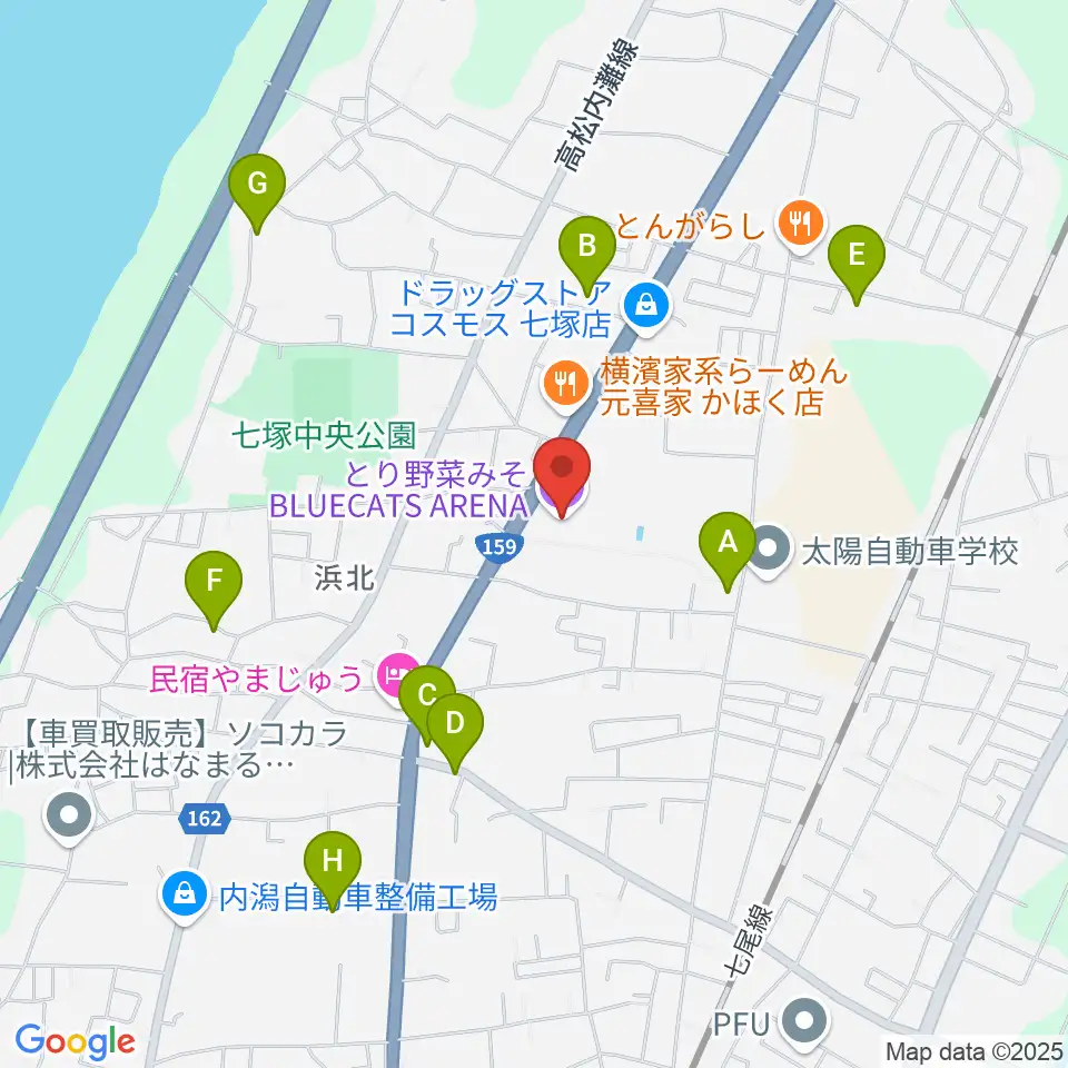 とり野菜みそ BLUECATS ARENA周辺のカフェ一覧地図