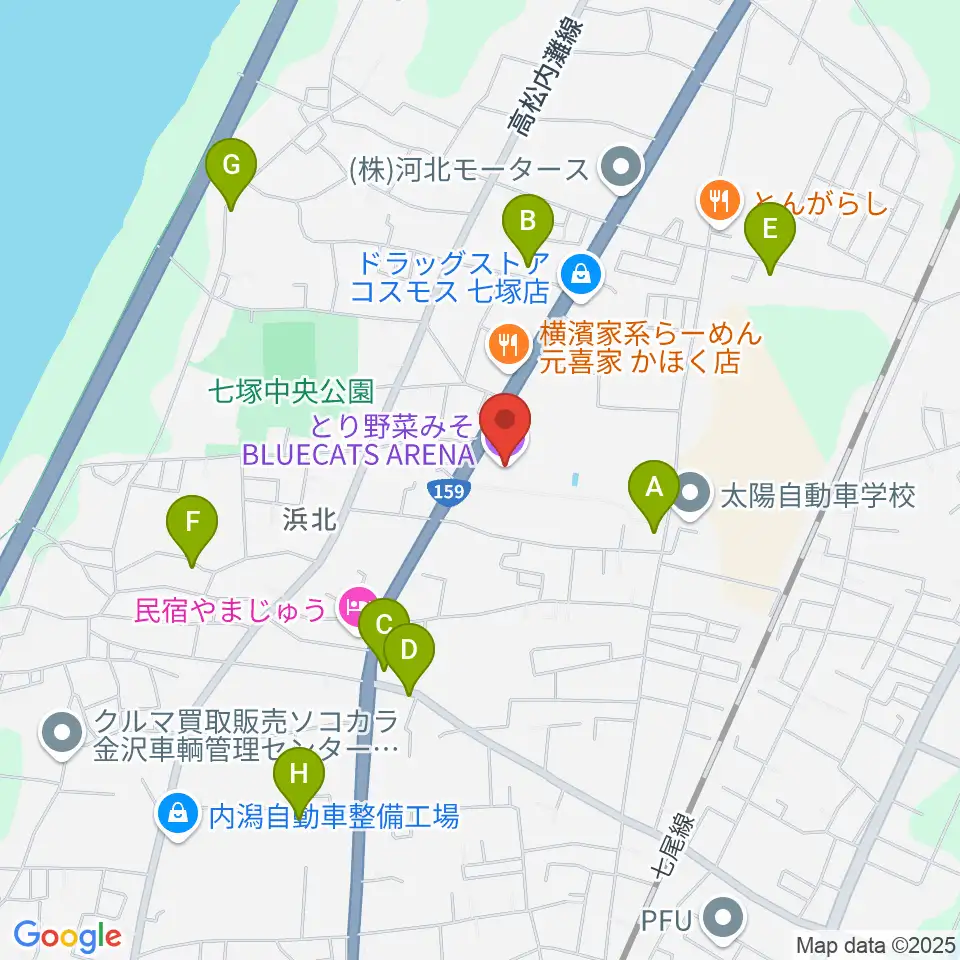 とり野菜みそ BLUECATS ARENA周辺のカフェ一覧地図