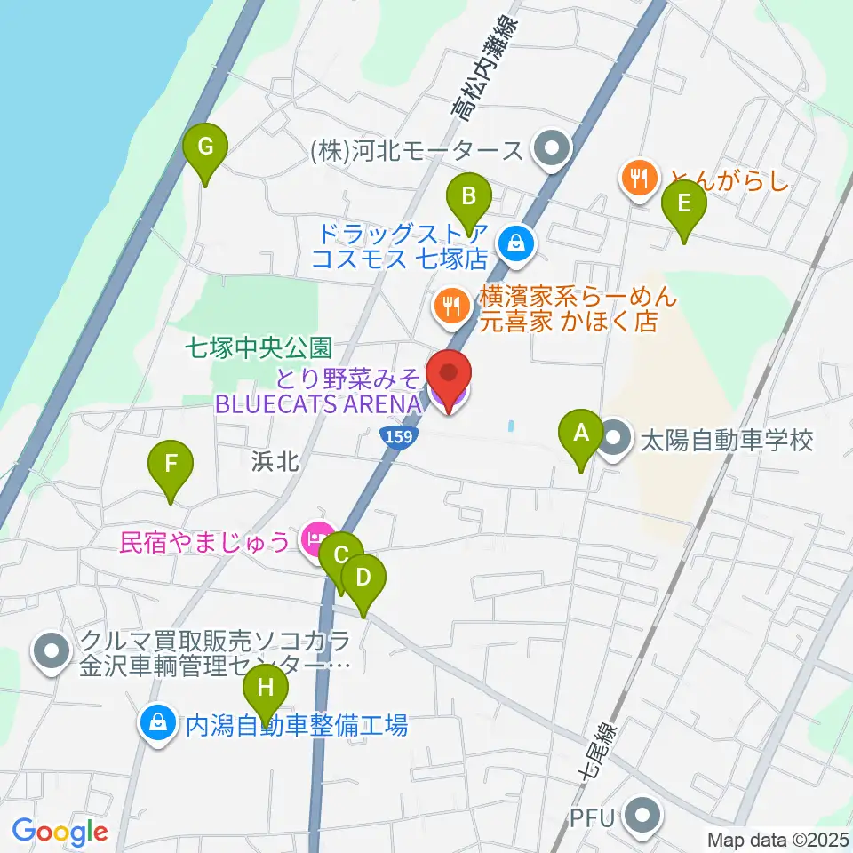 とり野菜みそ BLUECATS ARENA周辺のカフェ一覧地図