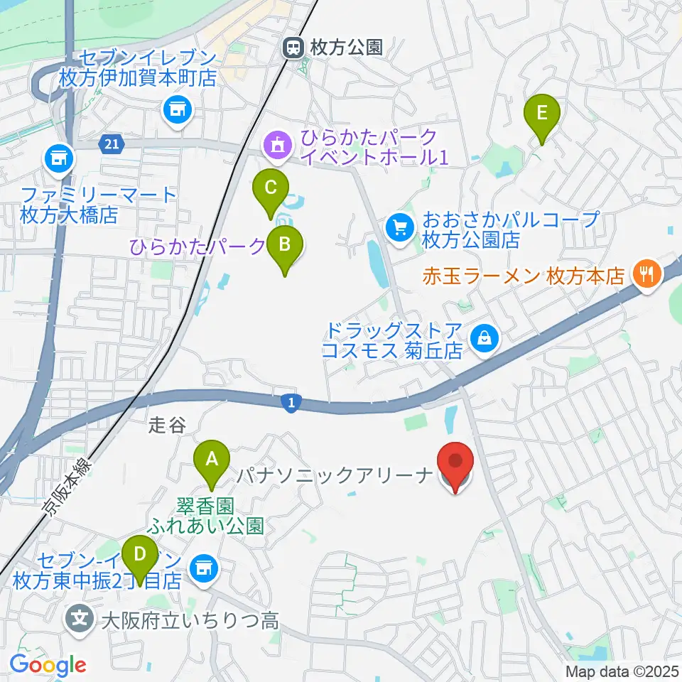 パナソニックアリーナ周辺のカフェ一覧地図