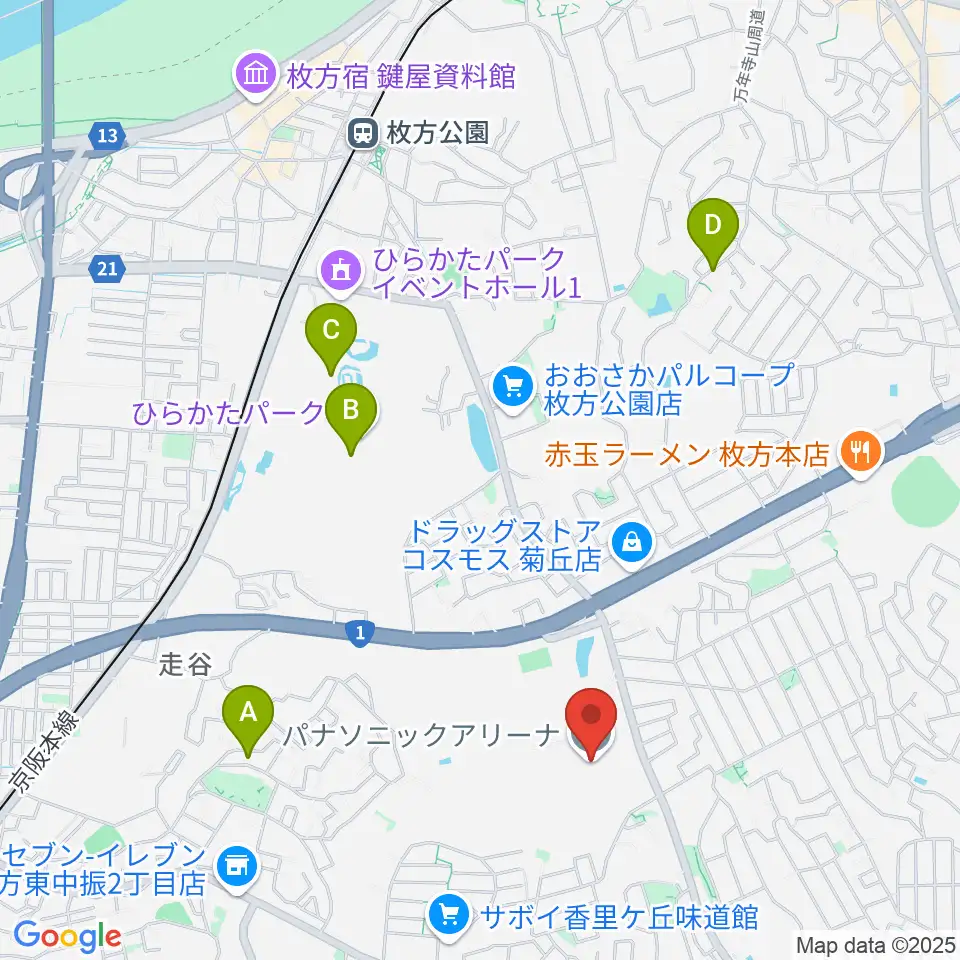 パナソニックアリーナ周辺のカフェ一覧地図
