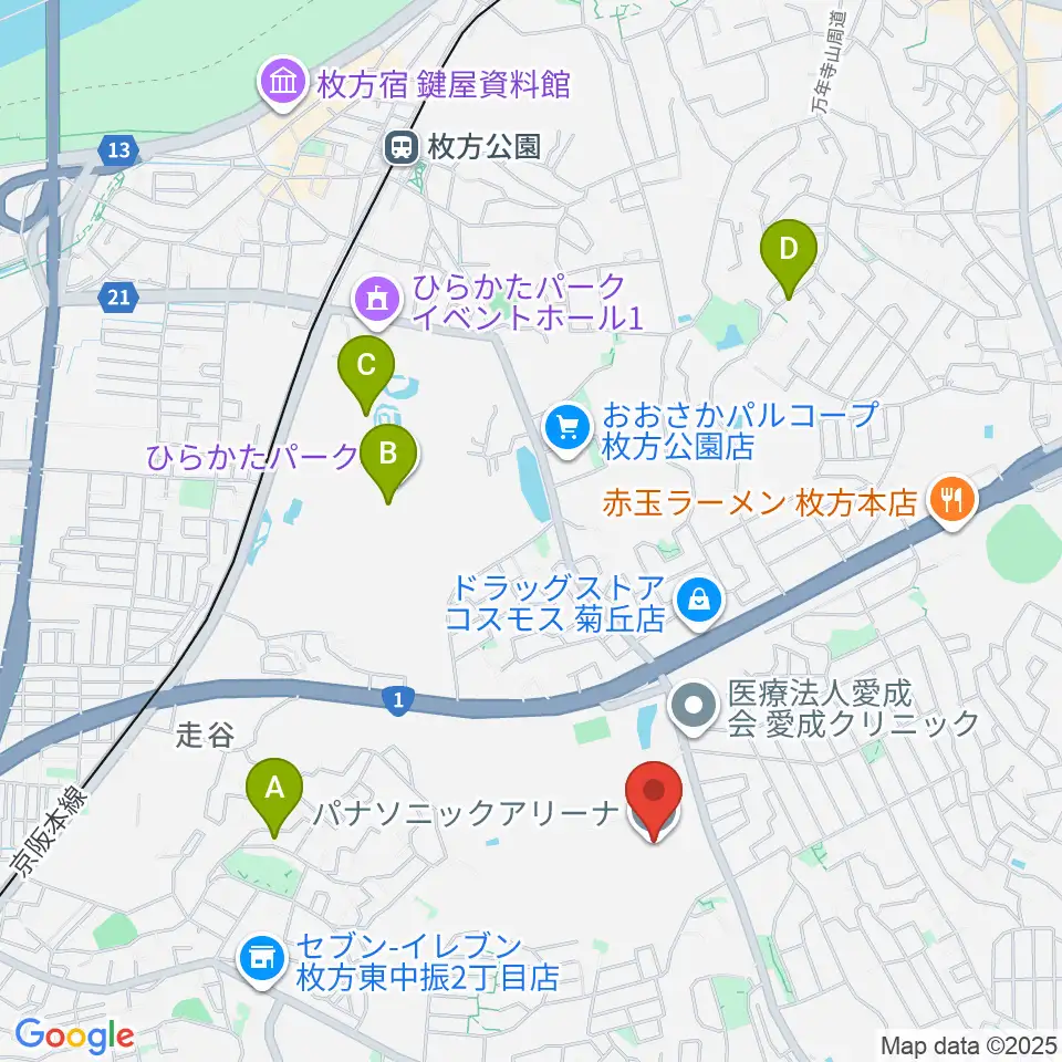 パナソニックアリーナ周辺のカフェ一覧地図