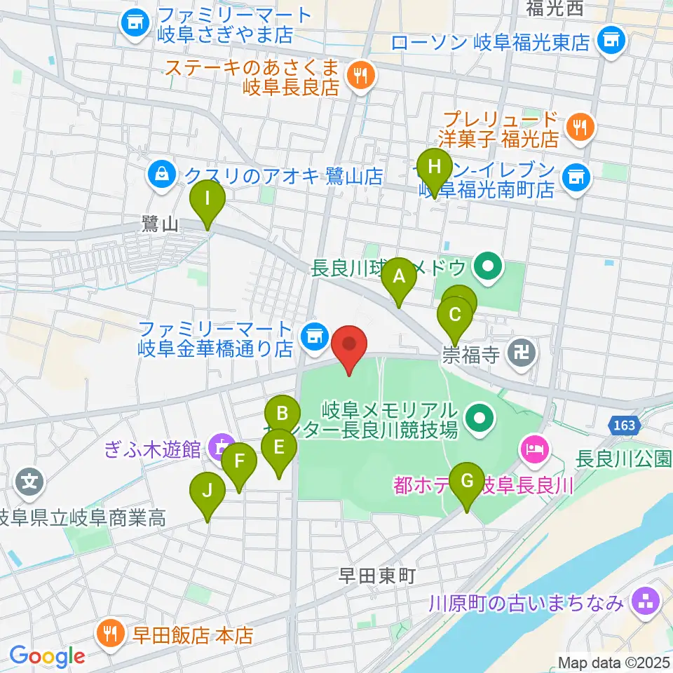 岐阜メモリアルセンターふれ愛ドーム周辺のカフェ一覧地図