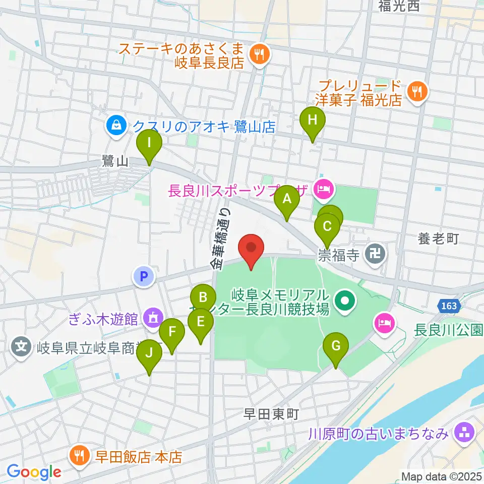 岐阜メモリアルセンターふれ愛ドーム周辺のカフェ一覧地図
