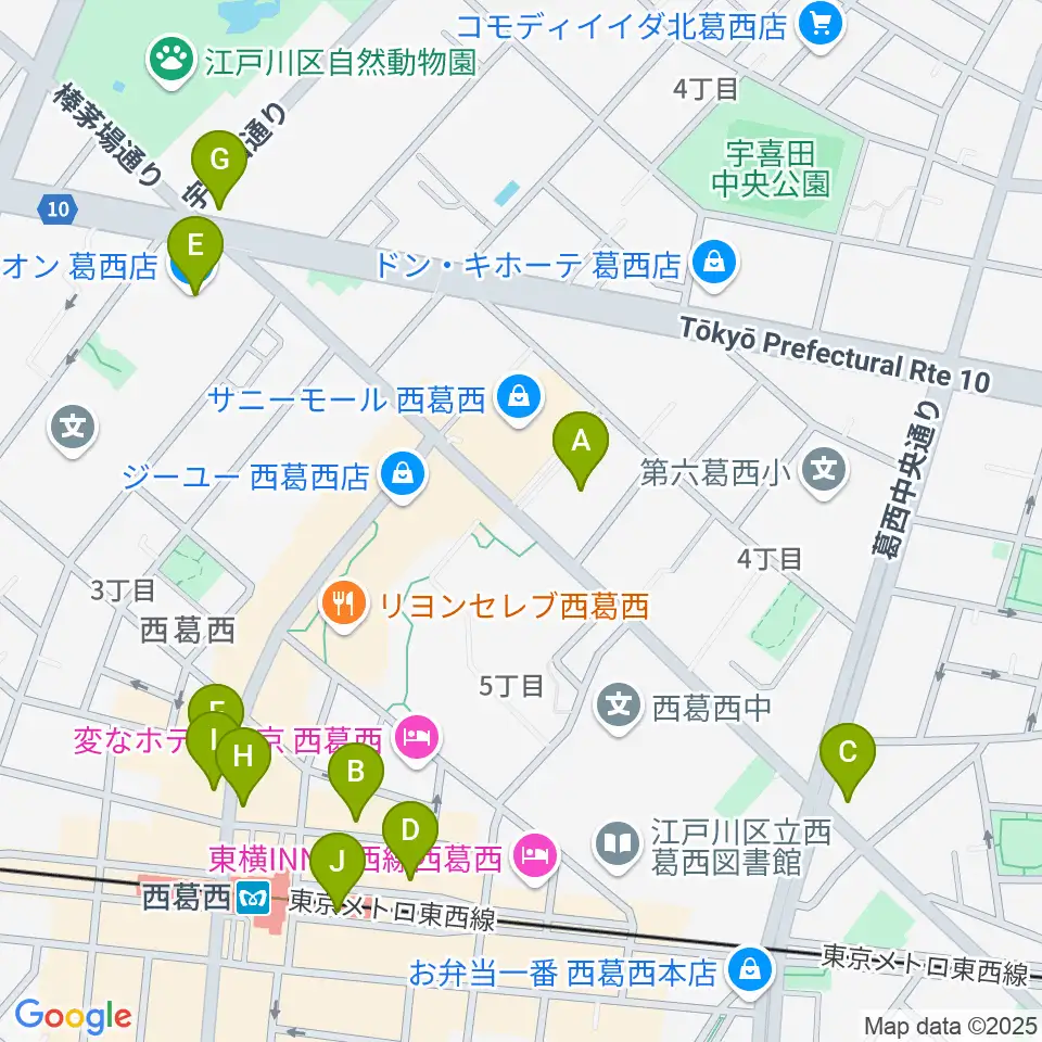 江戸川区スポーツセンター周辺のカフェ一覧地図