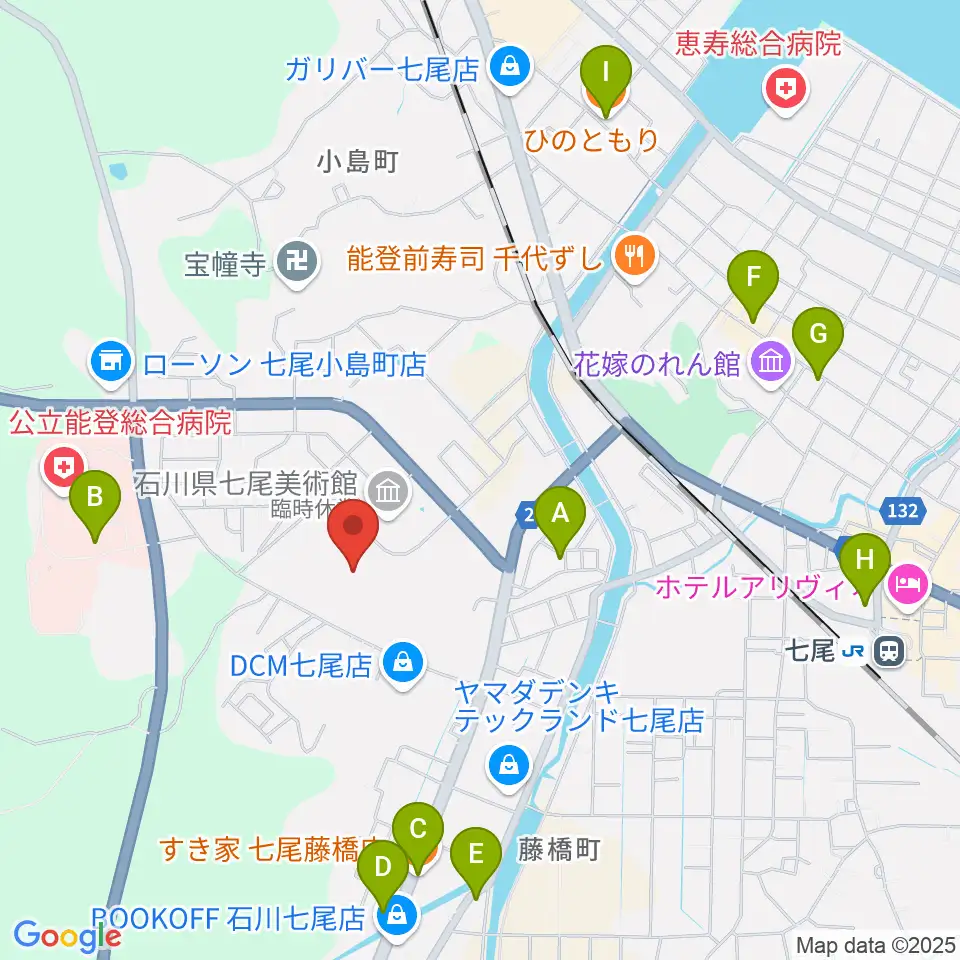 七尾総合市民体育館周辺のカフェ一覧地図