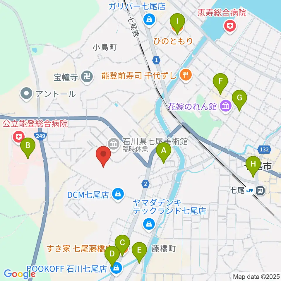七尾総合市民体育館周辺のカフェ一覧地図