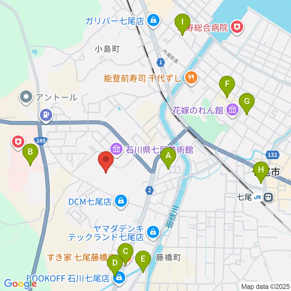 七尾総合市民体育館周辺のカフェ一覧地図