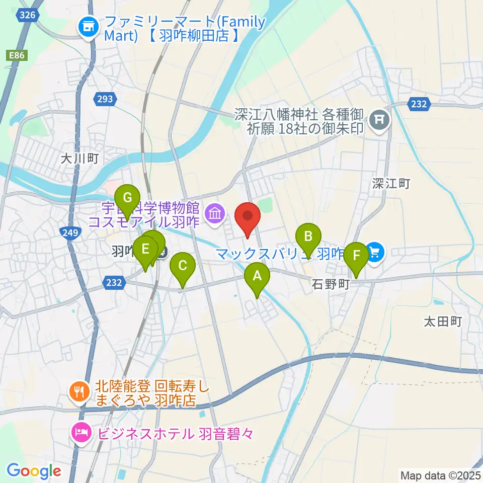 羽咋市歴史民俗資料館周辺のカフェ一覧地図