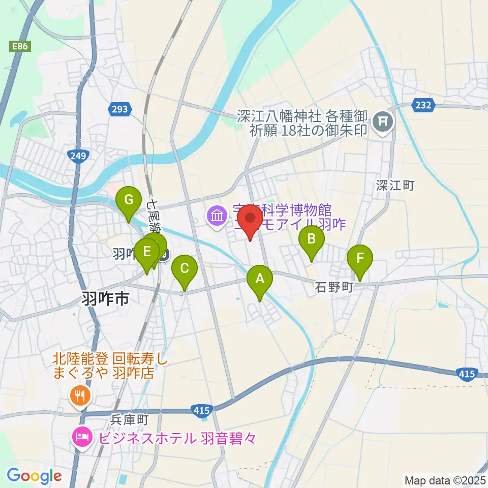 羽咋市歴史民俗資料館周辺のカフェ一覧地図