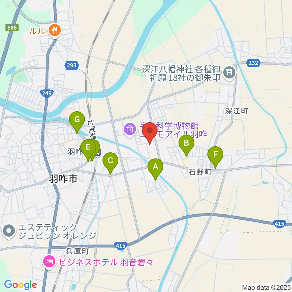羽咋市歴史民俗資料館周辺のカフェ一覧地図