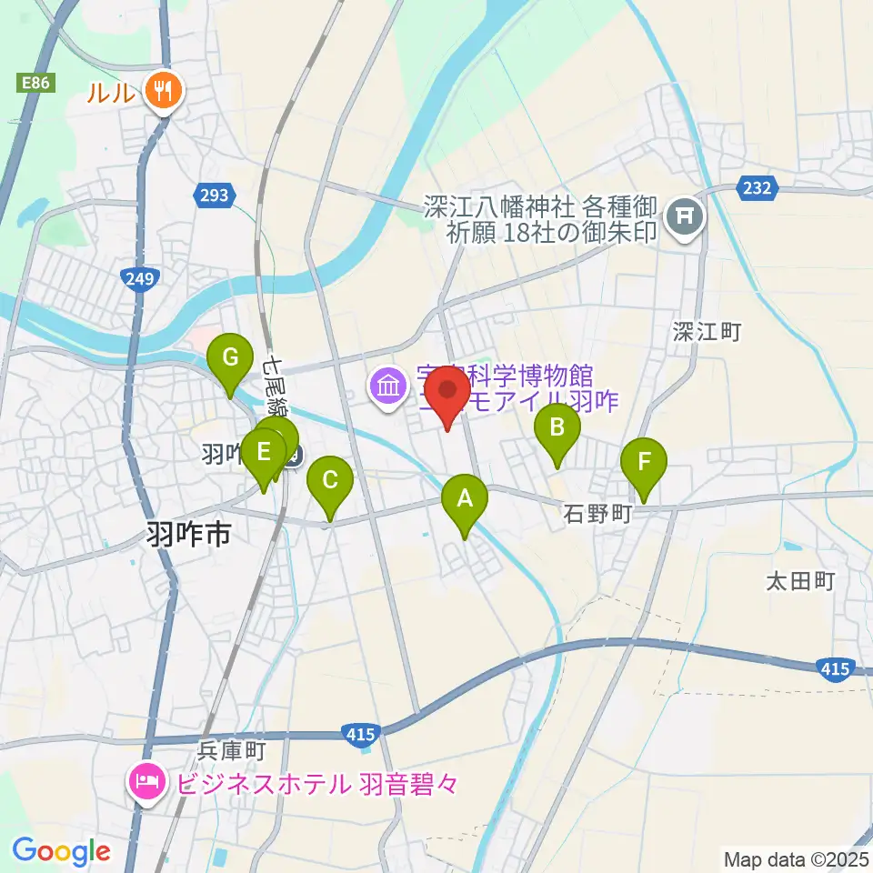 羽咋市歴史民俗資料館周辺のカフェ一覧地図
