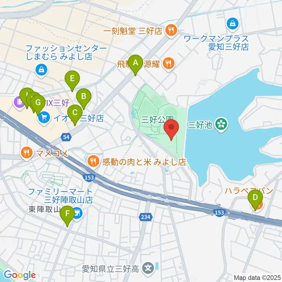 三好公園総合体育館周辺のカフェ一覧地図