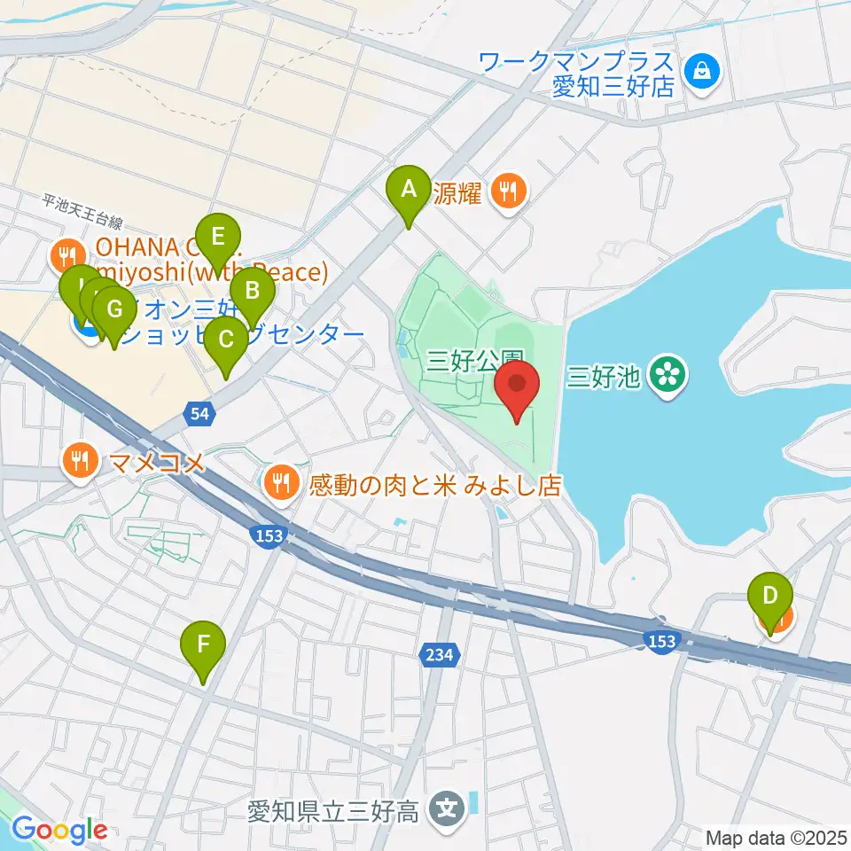 三好公園総合体育館周辺のカフェ一覧地図