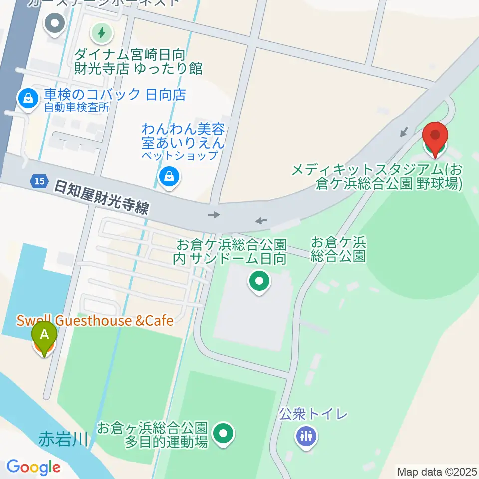 メディキットスタジアム周辺のカフェ一覧地図