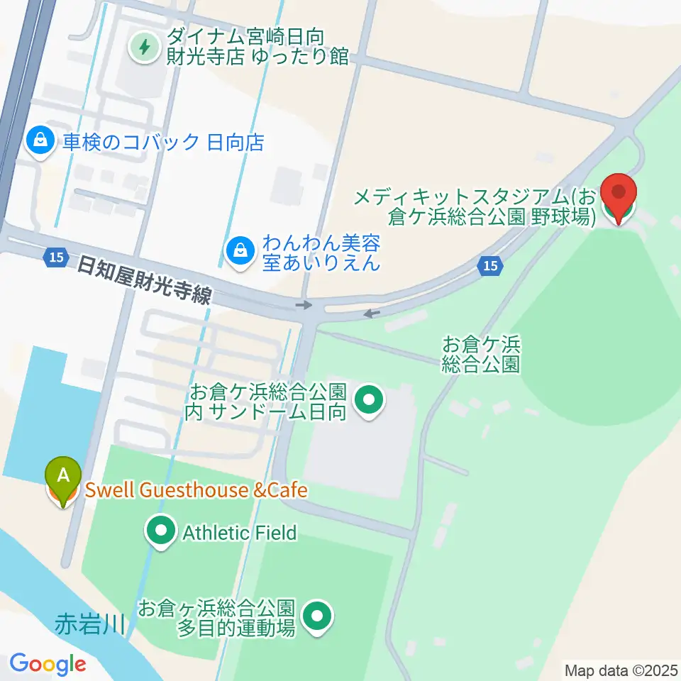 メディキットスタジアム周辺のカフェ一覧地図
