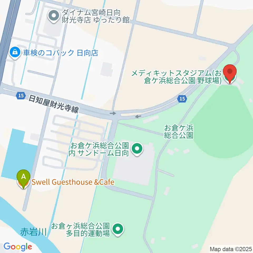 メディキットスタジアム周辺のカフェ一覧地図