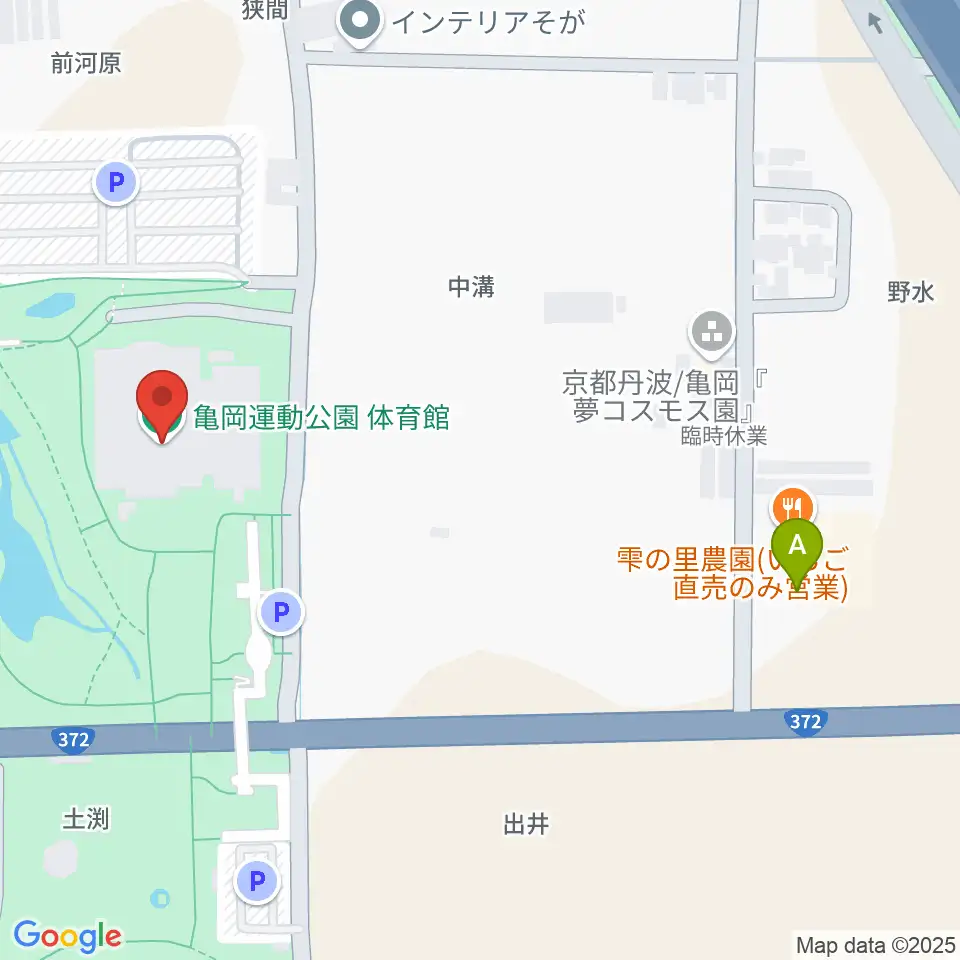 亀岡運動公園体育館周辺のカフェ一覧地図