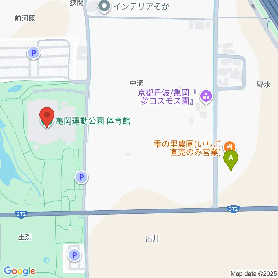 亀岡運動公園体育館周辺のカフェ一覧地図