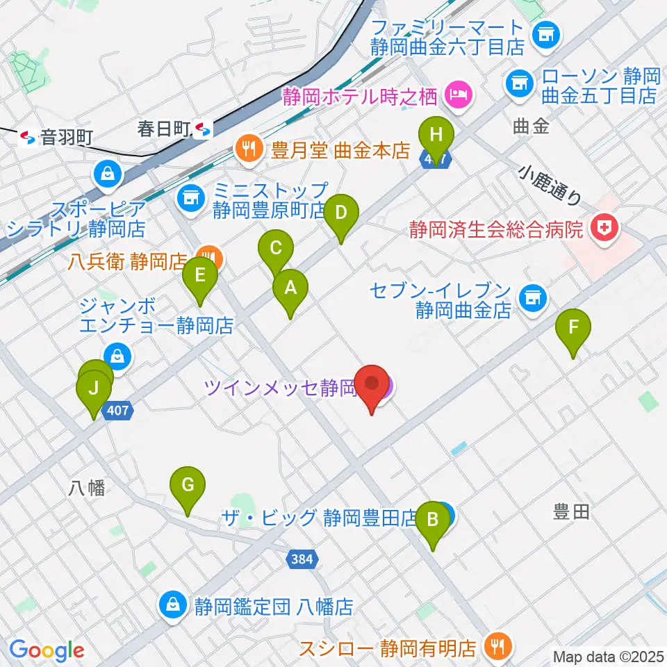 ツインメッセ静岡周辺のカフェ一覧地図