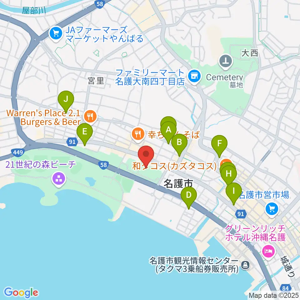 21世紀の森体育館周辺のカフェ一覧地図