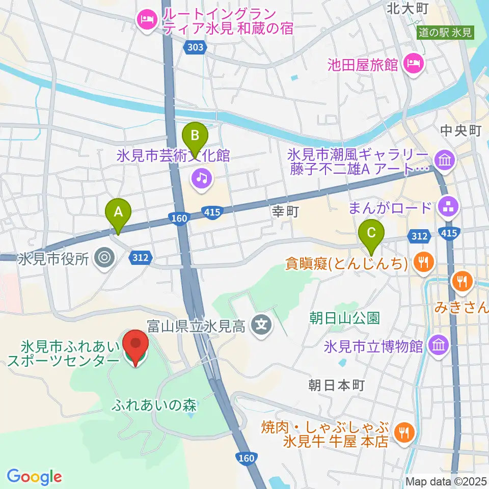 氷見市ふれあいスポーツセンター周辺のカフェ一覧地図