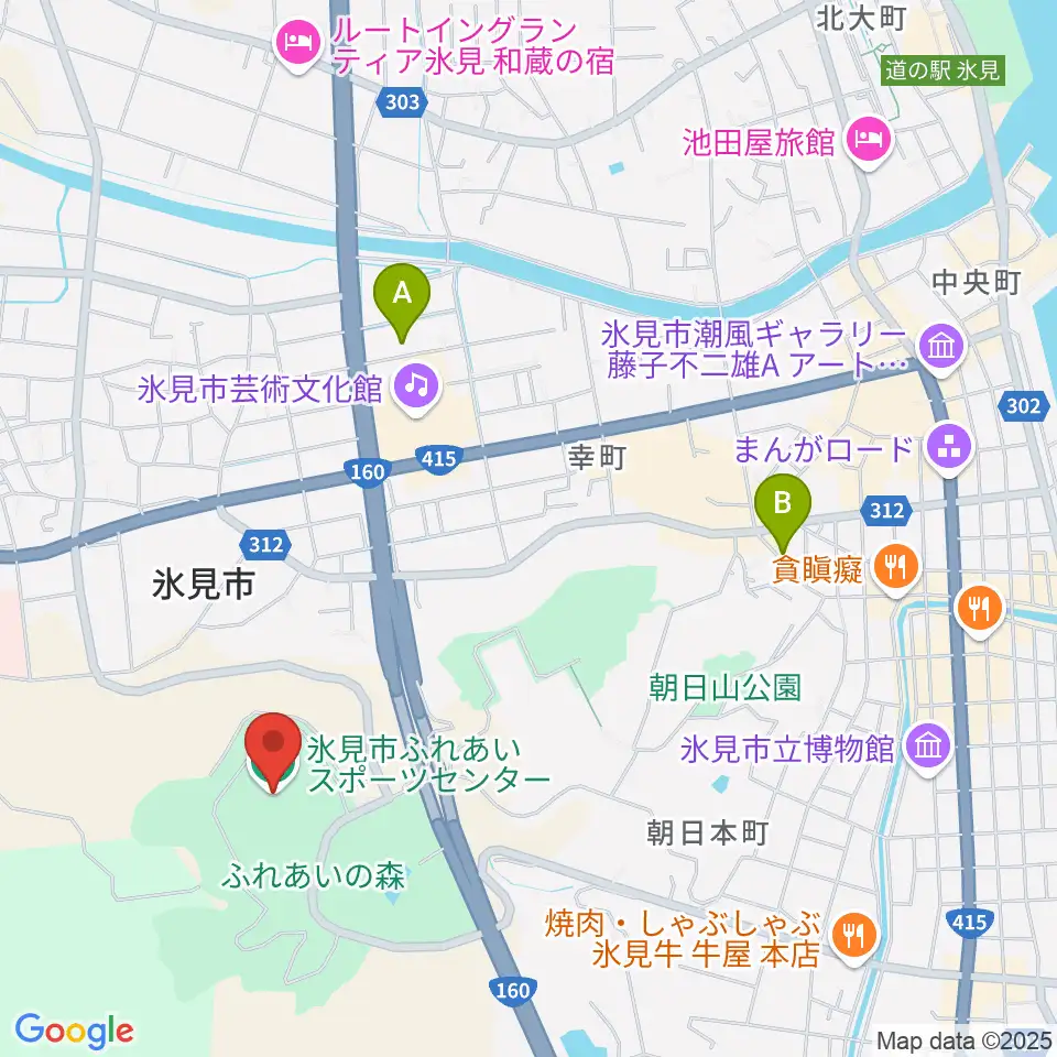 氷見市ふれあいスポーツセンター周辺のカフェ一覧地図