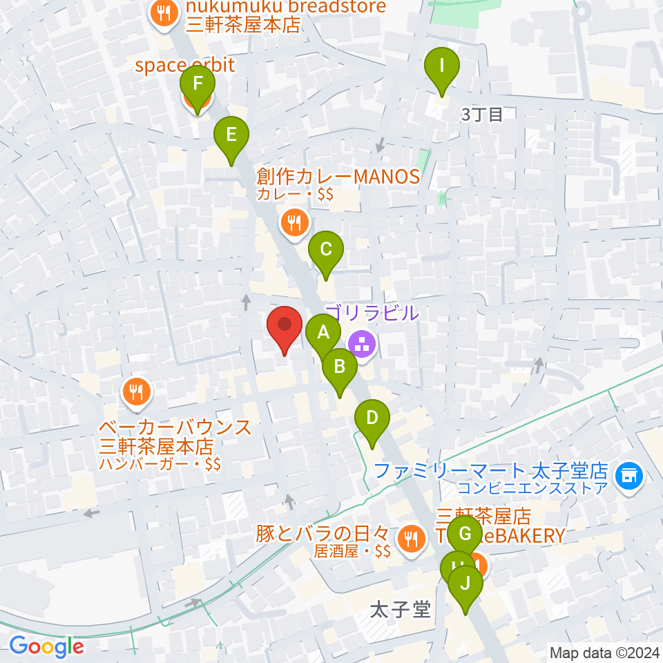 三軒茶屋クロスロードスタジオ周辺のカフェ一覧地図